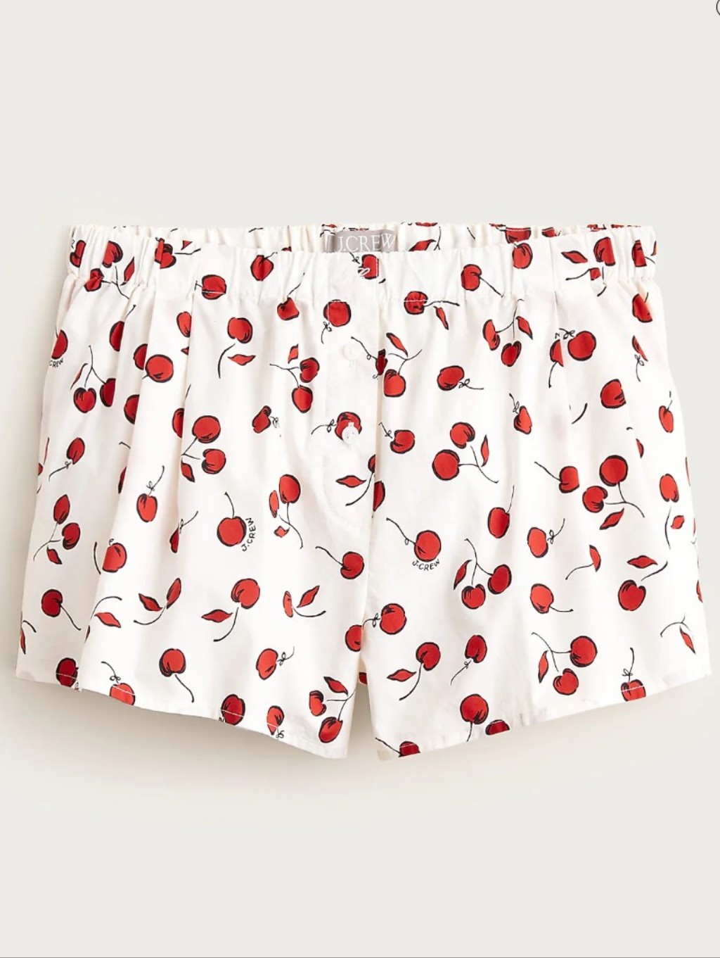 J Crew Cotton Poplin Boxer Short In Cherry Print Size Xxs Nwt 100% Cotton Cr307
